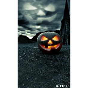 Pumpkin Sky Dark Clouds Castle Vinyl Photography Halloween Backdrops