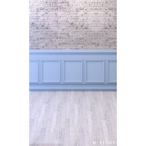 Wooden Floor White Brick Combination Wall Background Studio Backdrop