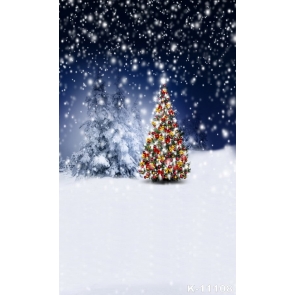 Christmas Tree in Snowy Night Christmas Backdrops for Stage