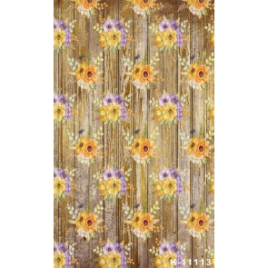 Wooden Board Printing Flower Vinyl Personalized Backdrops For Photography