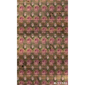 Wooden Board Printing Flower Background Vinyl Wood Backdrops