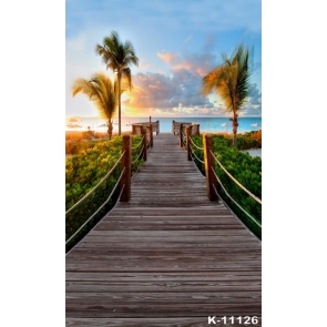 Summer Holiday Seaside Beach Wood Bridge Easy Backdrops for Photography