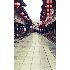 Ancient Building Wood House Street Scenic Vinyl Photography Backdrops