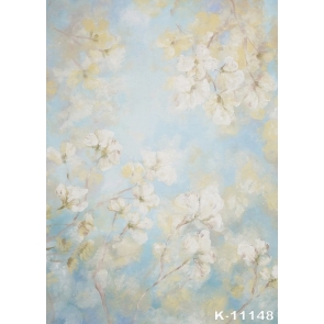 White Flowers Oil Painting Textured Backdrop Studio Portrait Photography Background Prop