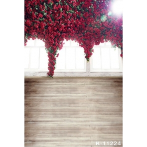 Red Roses Flowers on Windows Indoor Wedding Large Photography Backdrops