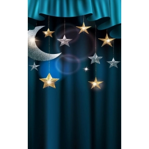Christmas Gifts Moon Stars Blue Vinyl Photography Backdrops