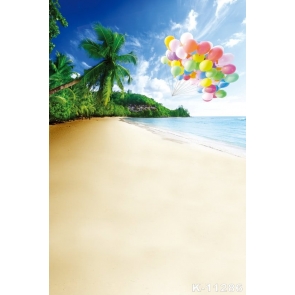  Flying Up Balloon Beach Scenic Backdrop Photoshoot Background