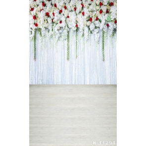 Postmodernism White Flowers Wood Floor Backdrop Background for Photography