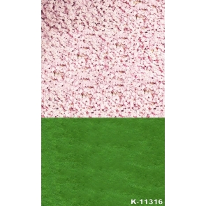  Green Grassland Pink Flowers Vinyl Backdrops for Pictures