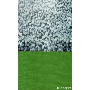 Inexpensive Green Grassland White Flowers Easy Backdrops for Photography