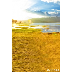 Beautiful Yellow Grasslands Water Scenic Photographic Backdrops