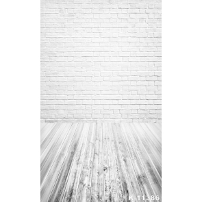 White Bricks Wall Background Wooden Floor Combination Vinyl Studio Backdrops