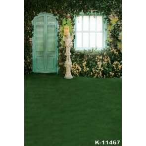 White Sculpture Green Grassland Flowers Vinyl Photographic Backdrops