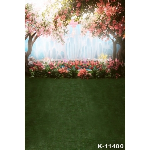 Beautiful Scenic Flowers Trees Green Ground Vinyl Professional Photography Backdrops