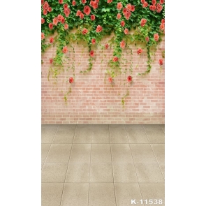 Red Brick Wall Plant Flower Backdrop Custom Background