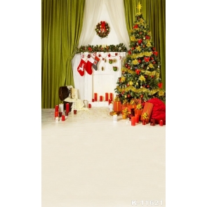 Curtain Fireplace Gift Box Christmas Tree Backdrop