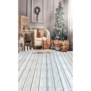 Wood Floor Sofa Gift Box Christmas Tree Christmas Photo Backdrop