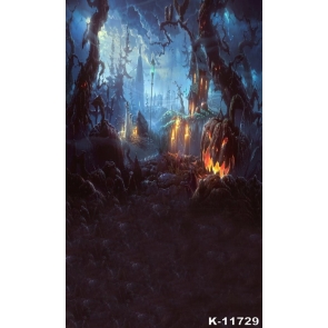 Scary Pumpkin Withered Tree Halloween Picture Backdrops