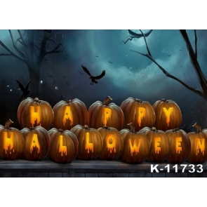 Happy Halloween Font Pumpkin Large Halloween Backdrops