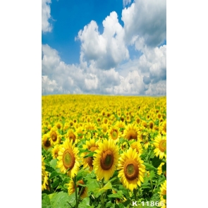Blue Sky White Clouds Sunflower Photo Booth Backdrop