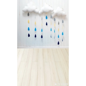 White Cloud Rain Baby Dream Backdrop Wood Floor Background 
