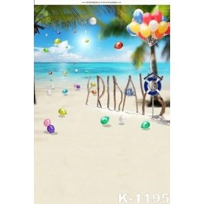 Summer Holiday Colorful Balloons Seaside Beach Picture Background