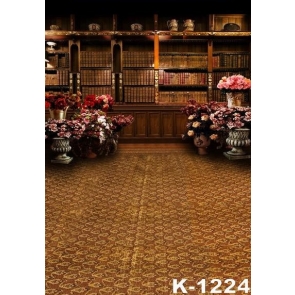 Luxury Medieval Bookshelf Wool Carpet Flower Pot Backdrops Studios Background