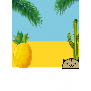 Summer Graphic Hedgehog Cactus Pineapple Background Photographic Backdrops