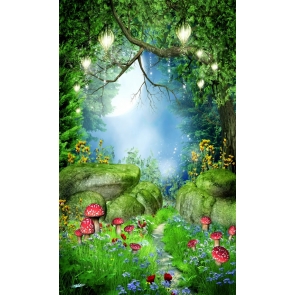 Fairy Tale Forest Moon Night Stone Path Elf Kid Girls Portrait Enchanted Forest Wonderland Backdrop Studio Photography Background Prop