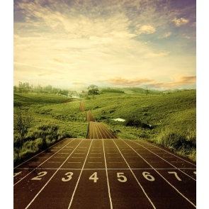 Athletics Match Starting Line Sunrise Running Track Backdrop  Studio Kids Portrait Photography Background 