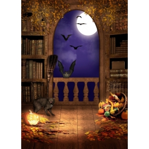 Scare Cats Bats Window Halloween Party Backdrop Prop Studio Photography Background