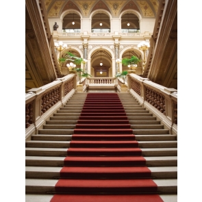 Retro Roman Architecture Staircase Red Carpet Wedding Backdrop Studio Photography Background Prop