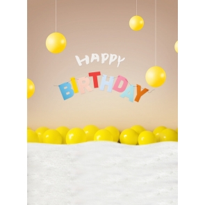 Yellow Balloon Kid Baby Girl And Boy Happy Birthday Party Backdrop Photography Background Prop