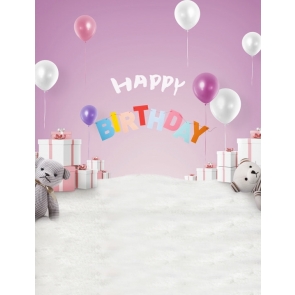 Pruple Wall Balloon Kid Baby Girl And Boy Happy Birthday Party Backdrop