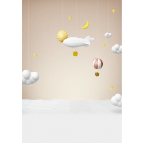 Hot Air Balloon Spaceship Newborn Girl And Boy Baby Shower Backdrop