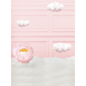 Pink Wall Cloud Newborn Girl And Boy Baby Shower Backdrop Portrait Photography Background