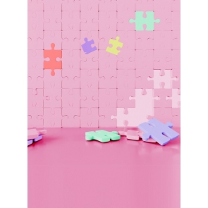 Pink Puzzle Theme Newborn Girl Baby Shower Happy Birthday Party Backdrop Prop