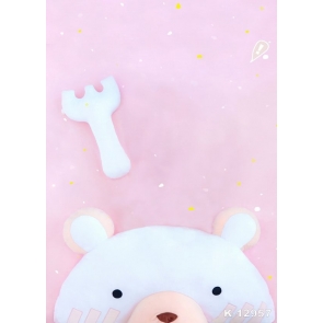 White Little Bear Pink Wall Background Princess Baby Shower Backdrop Prop