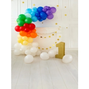 Baby 1st Happy Birthday Party Backdrop With Balloons  Portrait Photography Background Prop