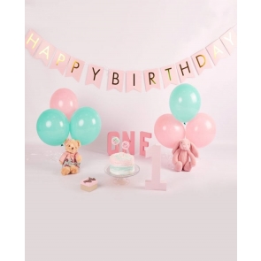 Baby Girl First 1 Year Old Happy 1st Birthday Party Backdrop With Balloon Photography Background