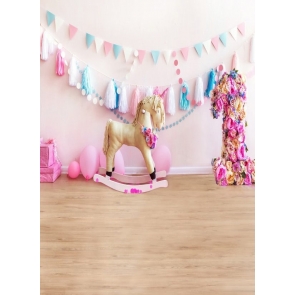 Unicorn Trojan Baby Girl First 1 Year Old Happy 1st Birthday Party Backdrop