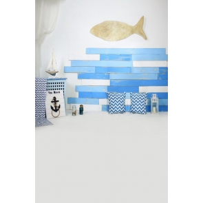 Kid Portrait Baby Shower Wood Fish Wall Backdrop Photography Background Prop