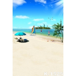 Summer Vacation Sunny Day Leisure Chair Sandy Beach Seaside Backdrops for Photography