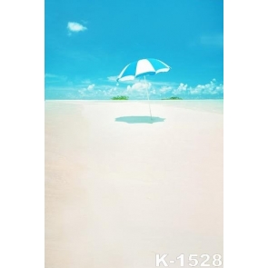 Blue Sky Yellow Sandy Beach Sunshade Photo Drop Background