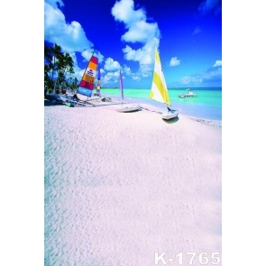 Summer Holiday Blue Sky White Sandy Beach Photo Wall Backdrop