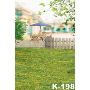 Grassland by the Sand Rest Table Chairs Scenic Photography Background Props
