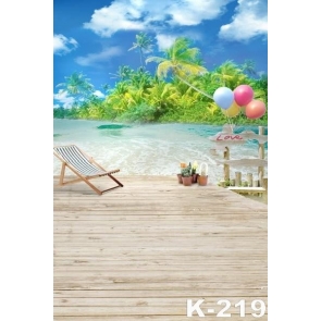 Summer Holiday Lounge Chair Balloons Coconut Palm Beach Backdrop
