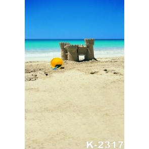 Seaside Sandy Castles Beach Photo Backdrop Background
