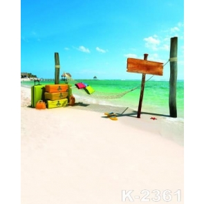 Blue Sky Green Sea Water Suitcases by Seaside Beach Picture Backdrops