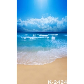 Blue Sky Sea Waves Sandy Beach Summer Holiday Photo Backdrops